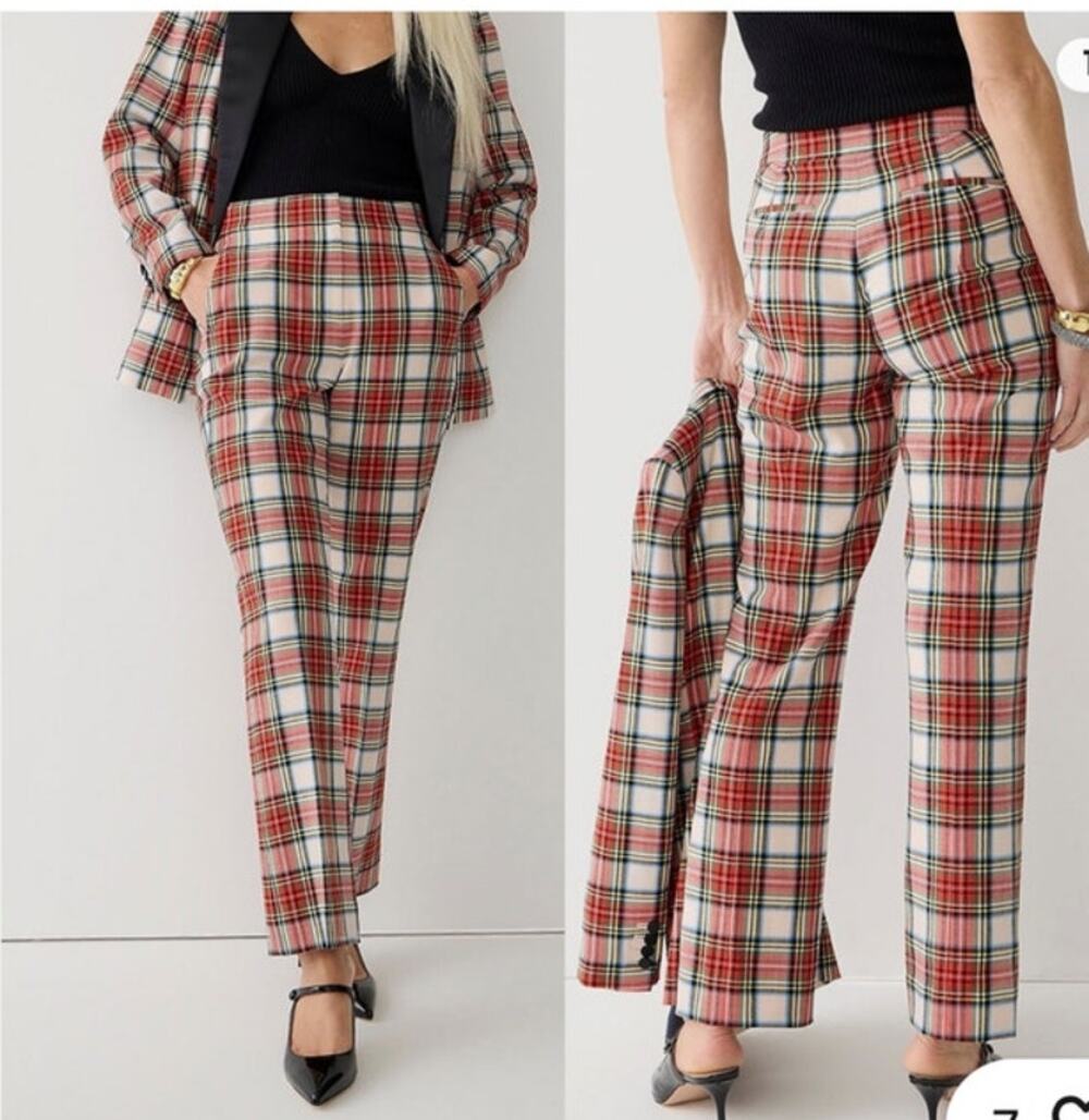 J.Crew Willa Snowy Stewart Tartan Wool Cropped Flare Office Preppy Chic‎ Sz 4